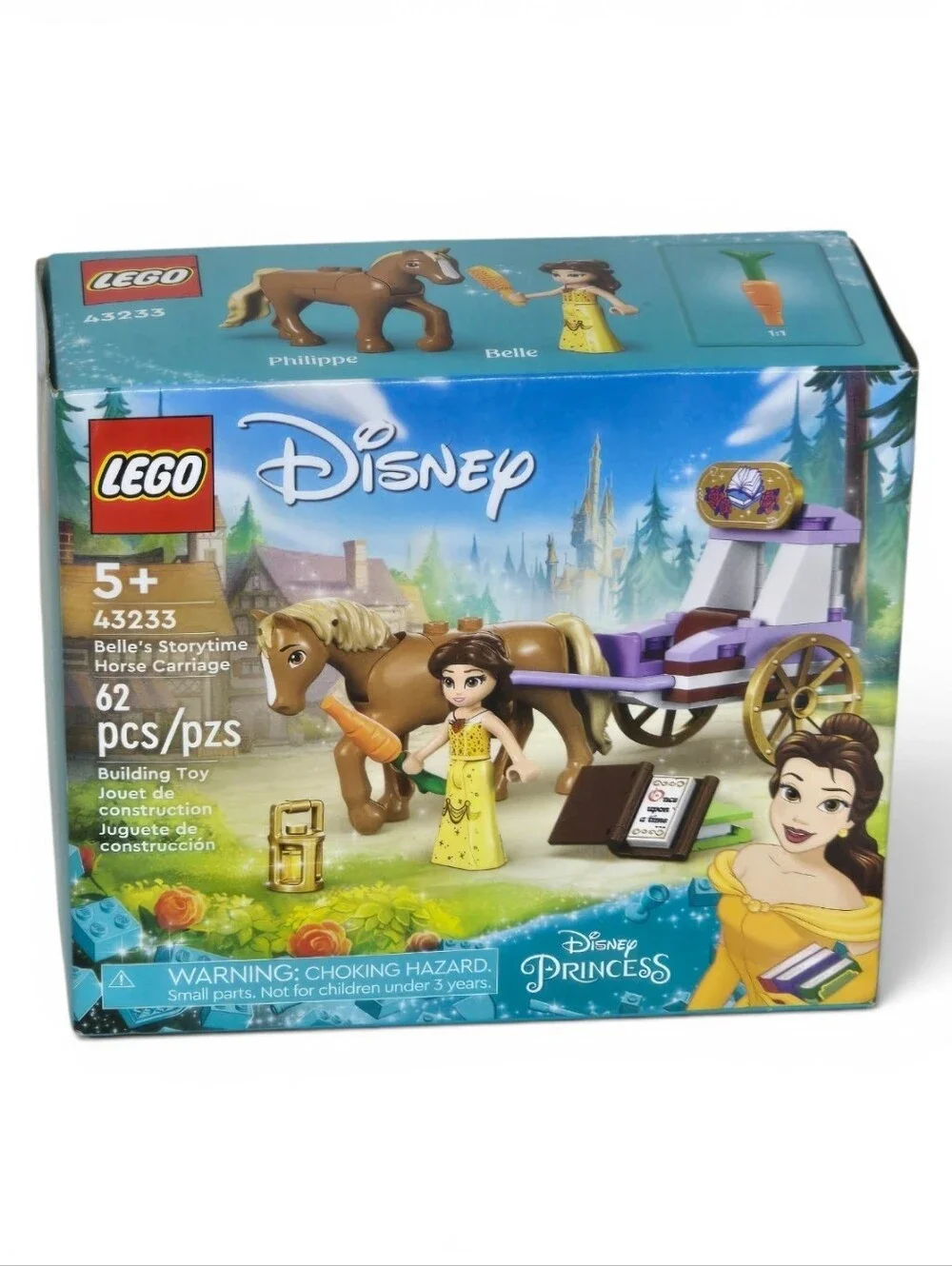 LEGO Disney Princess Belle's Storytime Horse Carriage 43233 NIB 62 Pieces
